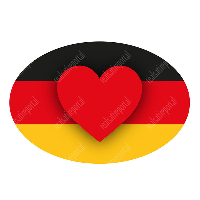 Auto-Aufkleber oval, (15,5 cm x 10,5 cm), 3 Stck., "Mein Herz schlägt für Deutschland" - realsatireportal