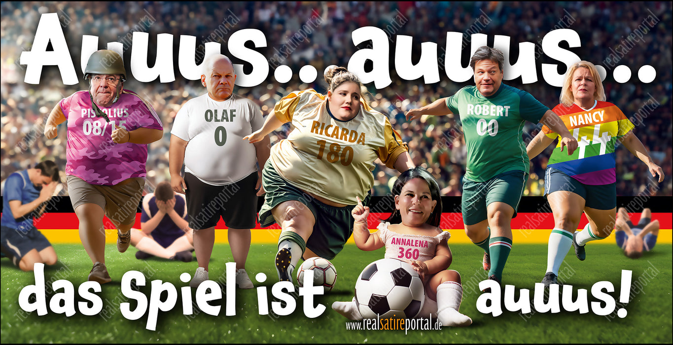 Banner "Das Spiel ist auuus..." in verschiedenen Größen.