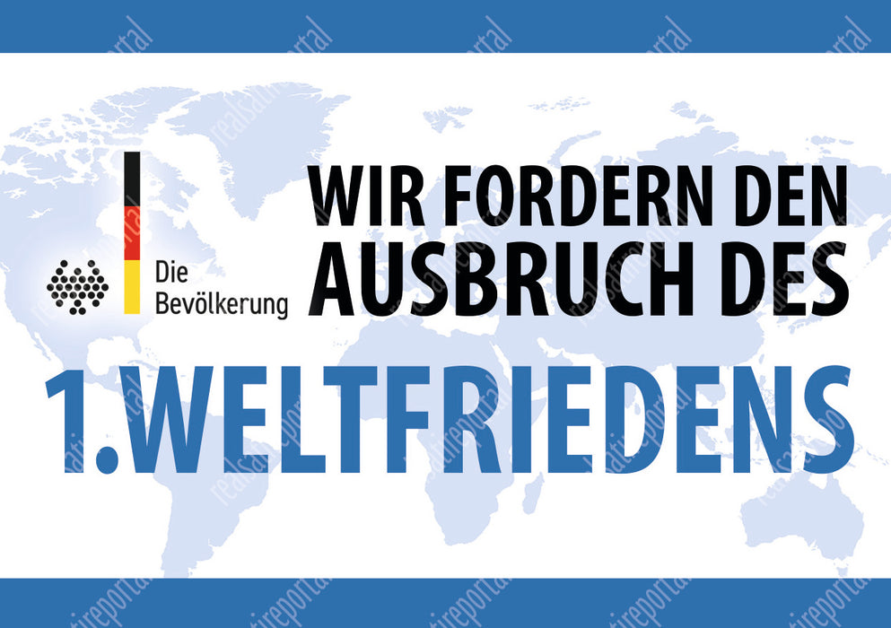 Aufkleber DIN A7, (10,5 cm x 7,4 cm) "1.Weltfrieden", 5 Stück