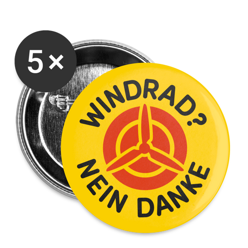 "Windrad - Nein Danke!" Buttons groß 56 mm (5er Pack) - weiß