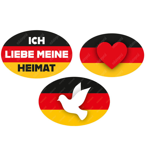 3er-SET, 1 x 3 Stück, Auto-Aufkleber oval, (15,5 cm x 10,5 cm) - realsatireportal