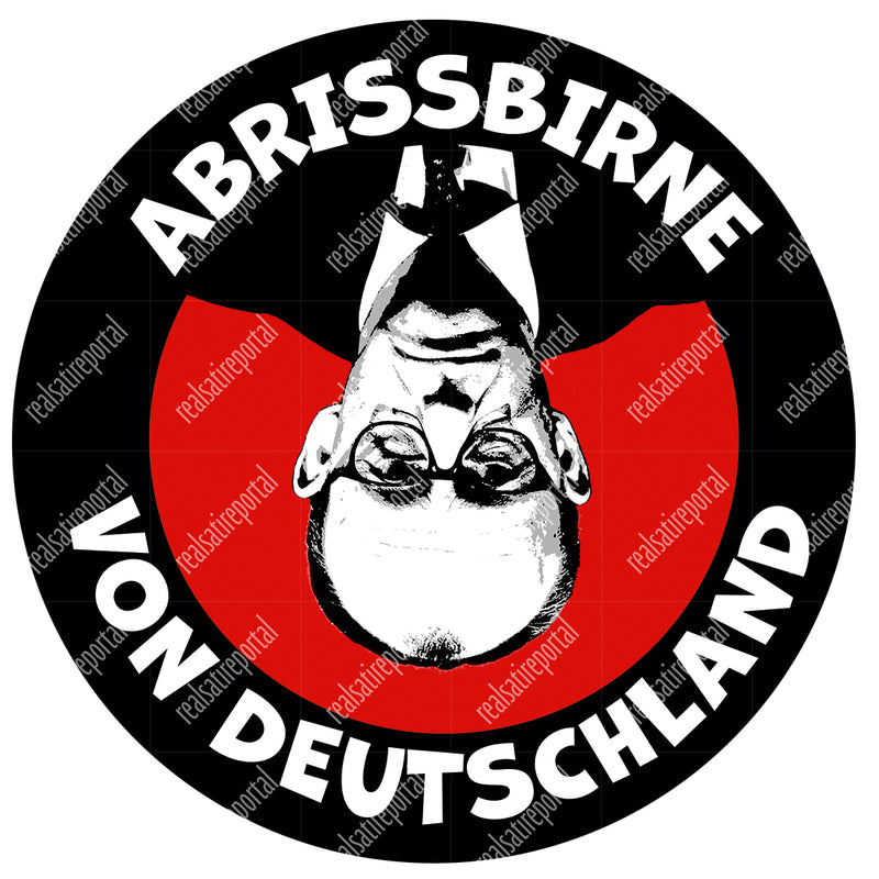 Aufkleber rund 9,5 cm "Abrissbirne von Deutschland" 5 Stück.