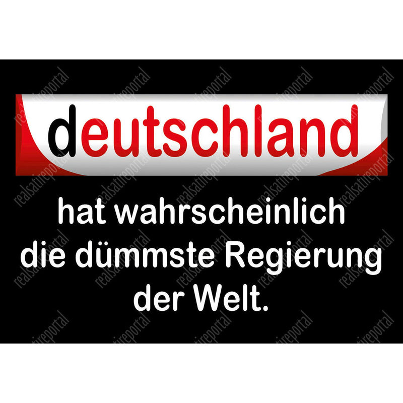 Aufkleber DIN A7, (10,5 cm x 7,4 cm) "Die wahrscheinlich dümmste Regierung der Welt", 25 Stück - realsatireportal