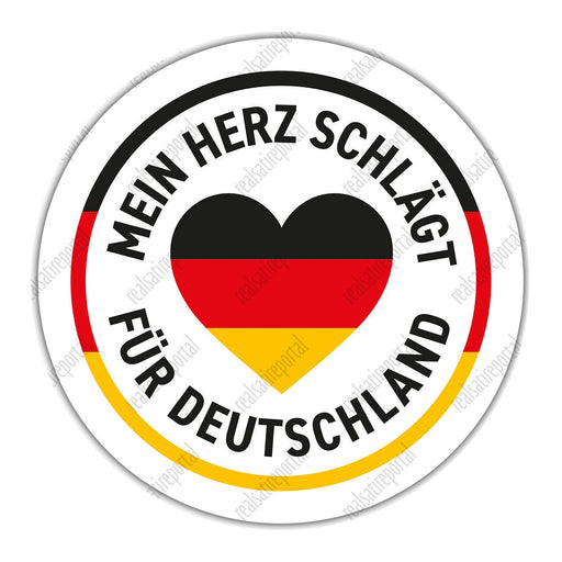 Aufkleber rund 9,5 cm "Mein Herz schlägt für Deutschland" 25 Stück. - realsatireportal