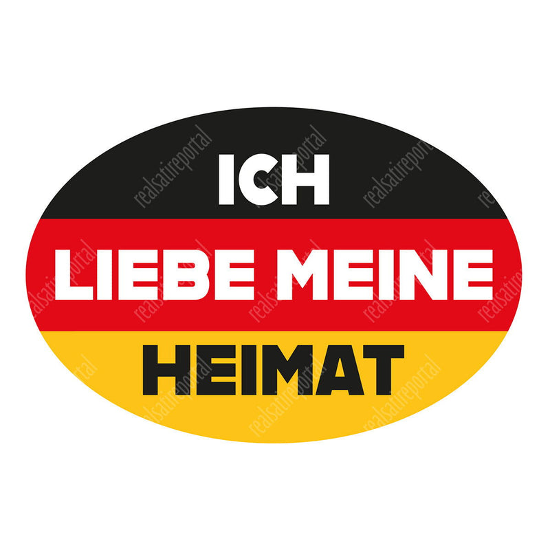 Auto-Aufkleber oval, (15,5 cm x 10,5 cm), 3 Stck, "Ich liebe meine Heimat" - realsatireportal