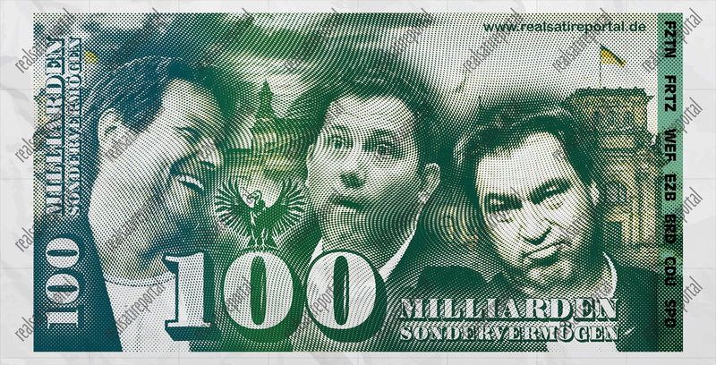 Banner "Sondervermögen 2" in verschiedenen Größen.