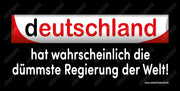 Banner "Wahrscheinlich dümmste Regierung der Welt" in verschiedenen Größen. - realsatireportal