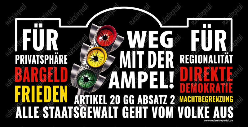 Banner "Weg mit der Ampel" in verschiedenen Größen. - realsatireportal