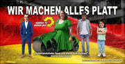 Banner "Wir machen alles platt" in verschiedenen Größen. - realsatireportal