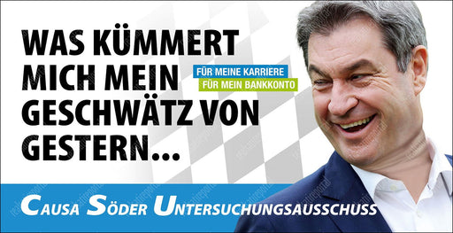 Bauzaun "Was kümmert mich mein Geschwätz von gestern" in verschiedenen Größen. - realsatireportal