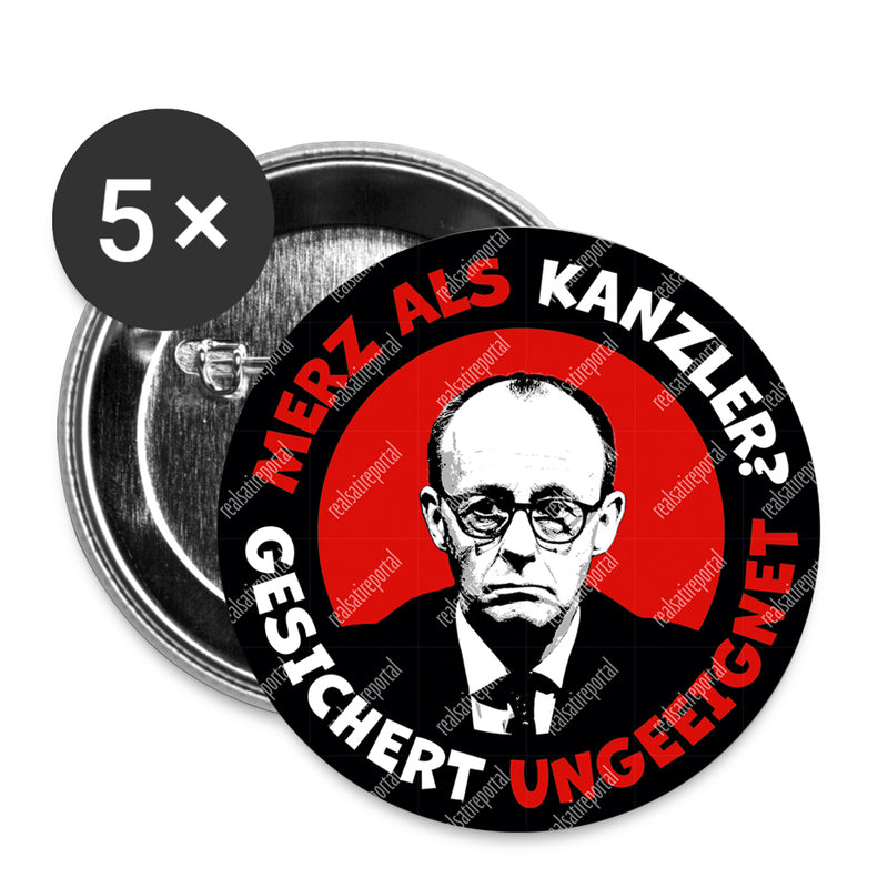 "Gesichert ungeeignet" Buttons groß 56 mm (5er Pack)