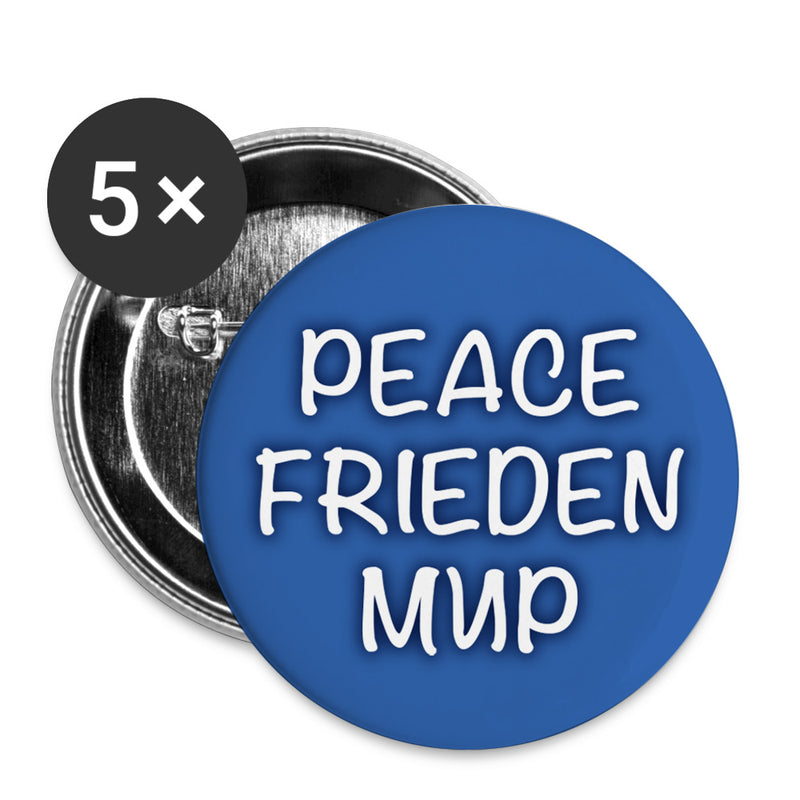 "Peace/Frieden/MNP" Buttons (5er Pack), groß 56 mm