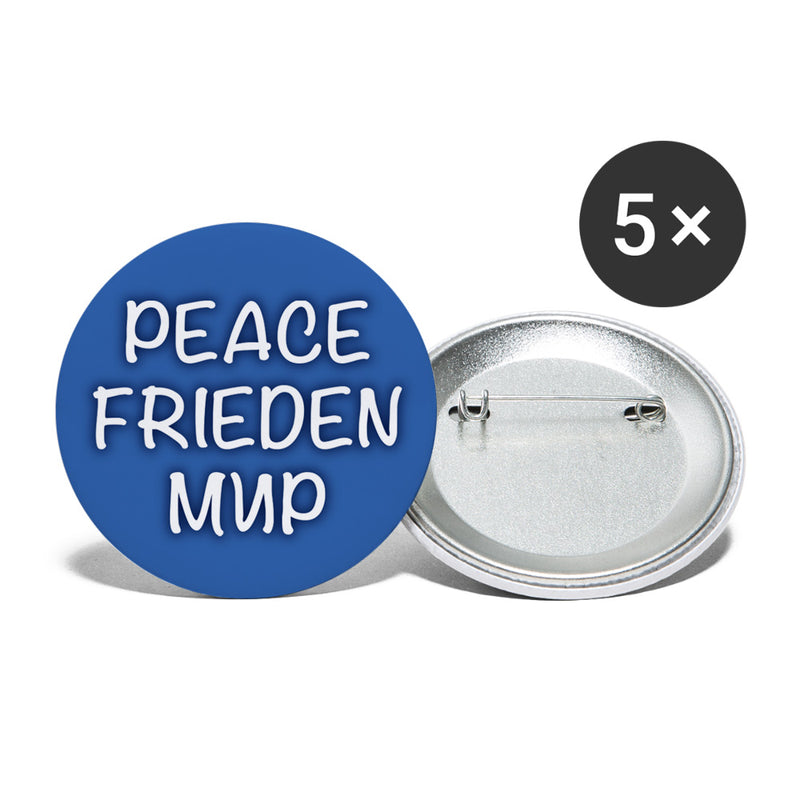 "Peace/Frieden/MNP" Buttons (5er Pack), groß 56 mm