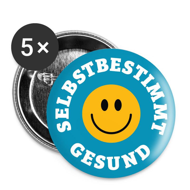"SELBSTBESTIMMT GESUND" Buttons groß 56 mm (5er Pack)