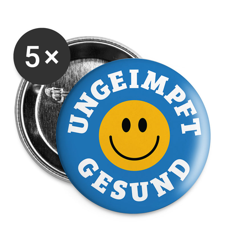 "UNGEIMPFT GESUND" Buttons groß 56 mm (5er Pack)