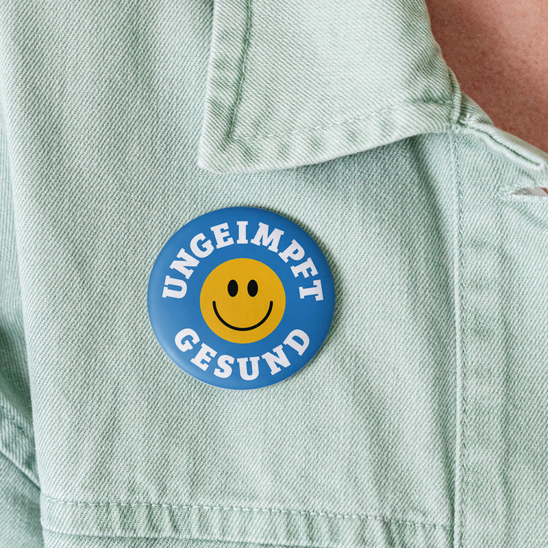"UNGEIMPFT GESUND" Buttons groß 56 mm (5er Pack)