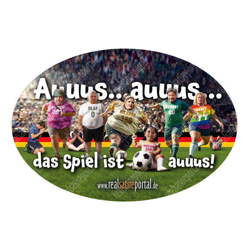 RESTPOSTEN Auto-Aufkleber "Das Spiel ist auuus..." oval (15,5 cm x 10,5 cm)