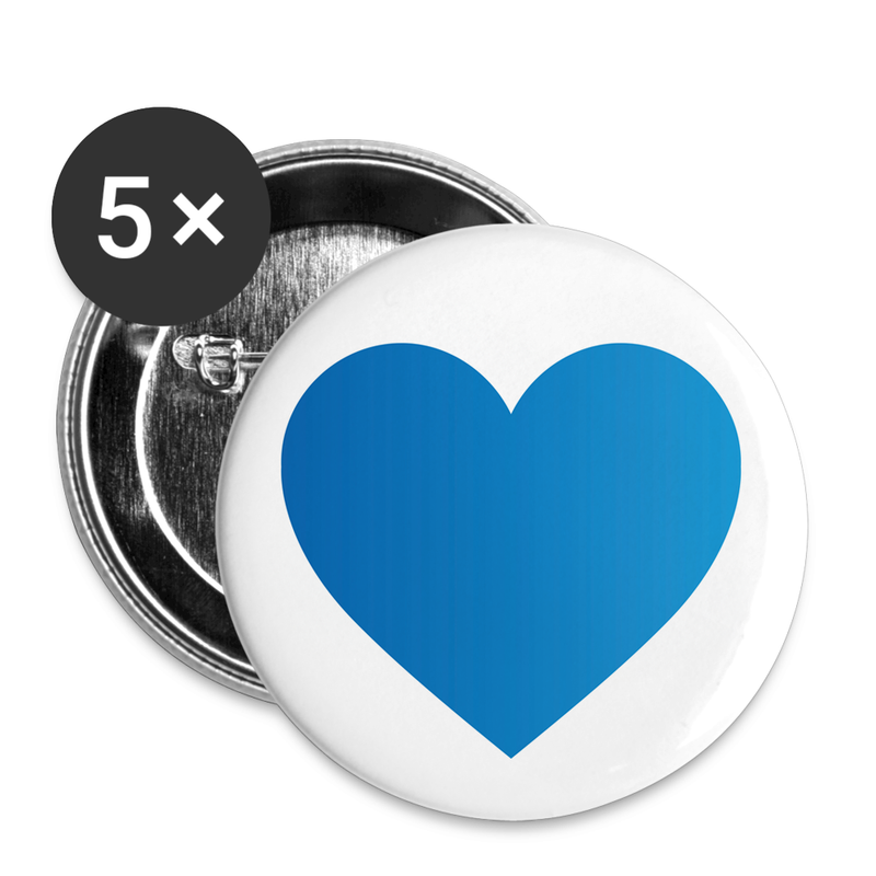 "Mein Herz schlägt blau" Buttons groß 56 mm (5er Pack)