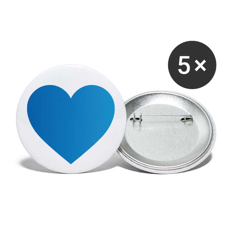 "Mein Herz schlägt blau" Buttons groß 56 mm (5er Pack)