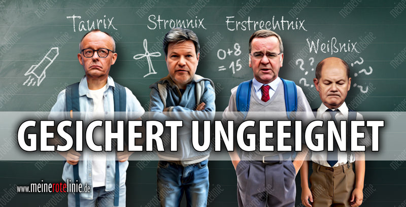 Banner "Gesichert ungeeignet" in verschiedenen Größen.