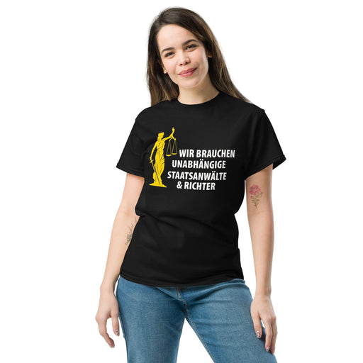 Klassische T-Shirt "Politiker müssen haften" in vielen Farben. - realsatireportal