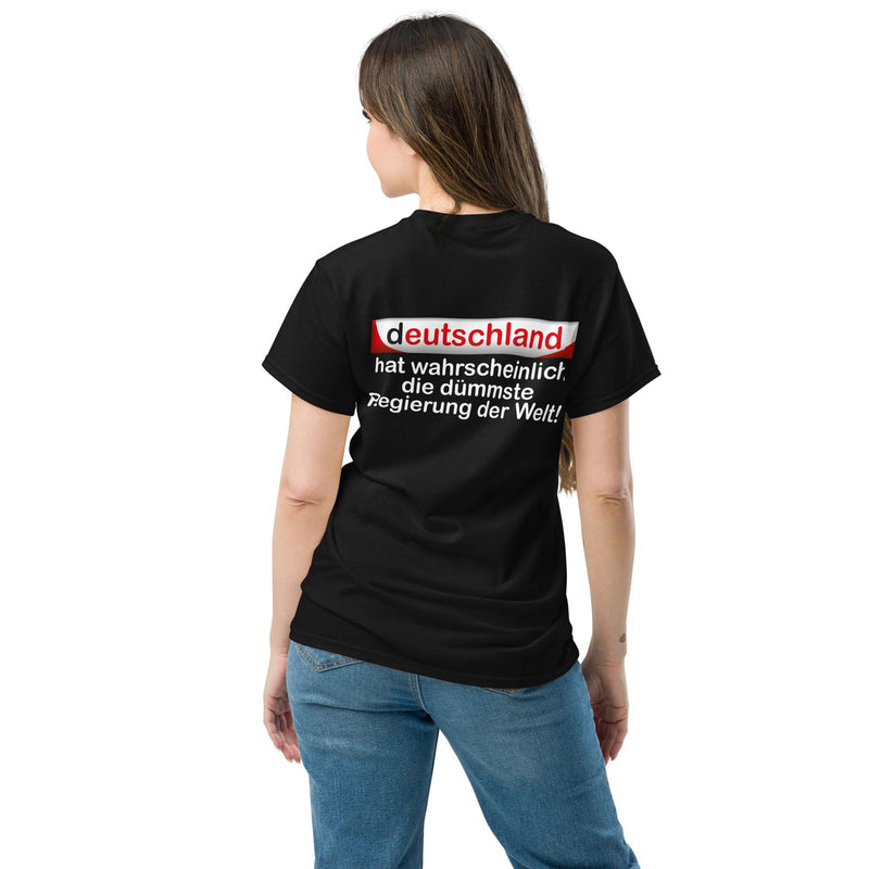 Klassisches T-Shirt "Die wahrscheinlich dümmste Regierung der Welt" - realsatireportal