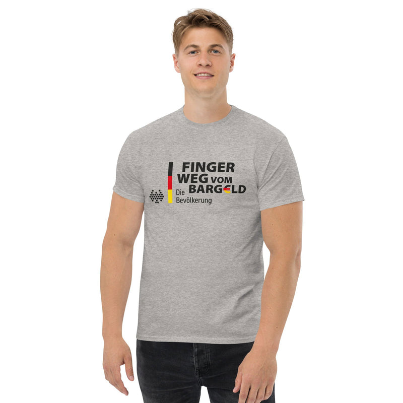 Klassisches T-Shirt "Finger weg vom Bargeld" - realsatireportal