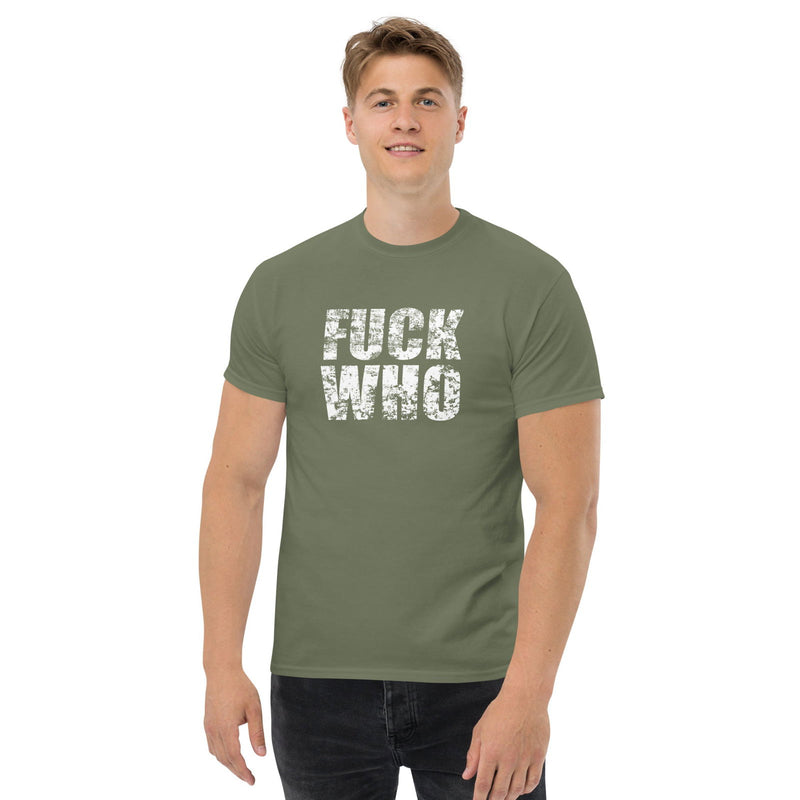 Klassisches T-Shirt "Fuck WHO" - realsatireportal