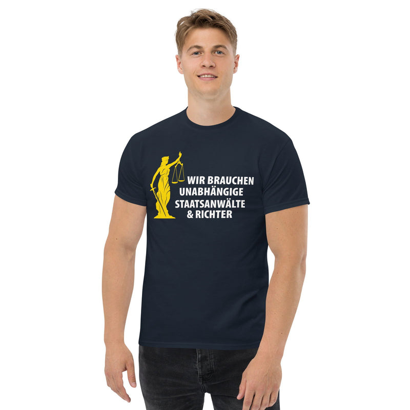 Klassisches T-Shirt "Politiker müssen haften" in vielen Farben. - realsatireportal