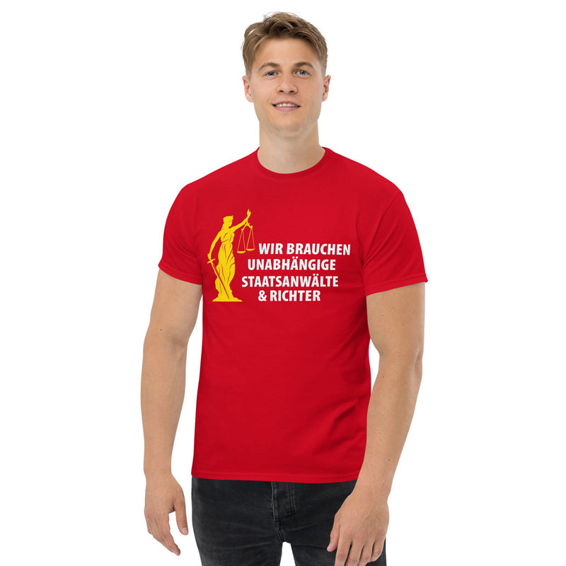 Klassisches T-Shirt "Politiker müssen haften" in vielen Farben. - realsatireportal