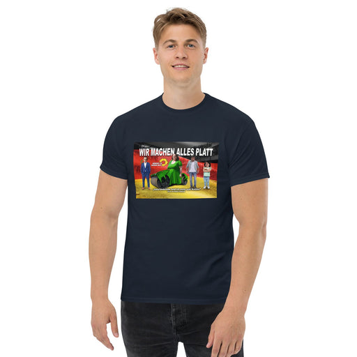 Klassisches T-Shirt "Wir machen alles platt" - realsatireportal