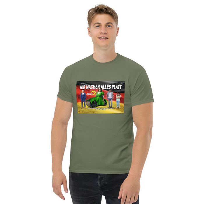 Klassisches T-Shirt "Wir machen alles platt" - realsatireportal