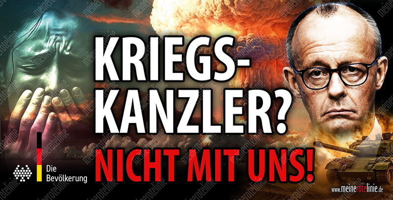 Banner "Kriegskanzler? Nicht mit uns"