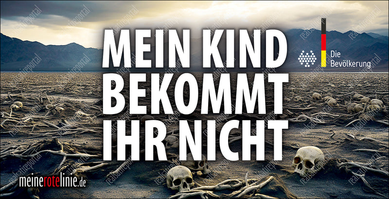 Banner "Mein Kind bekommt ihr nicht" in verschiedenen Größen.