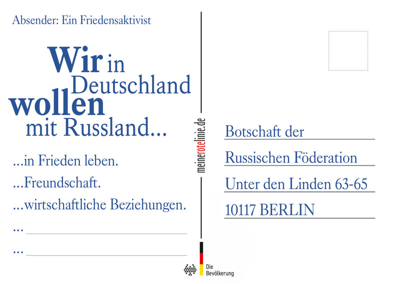 Postkarte "Botschaft an Russland"