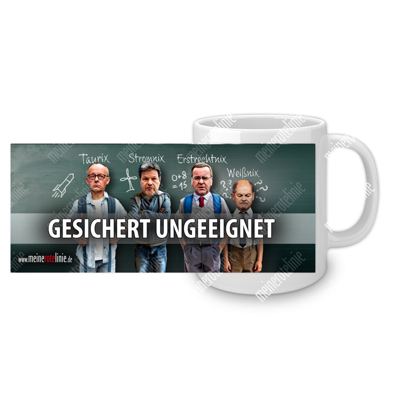 Panoramatasse "Gesichert ungeeignet"