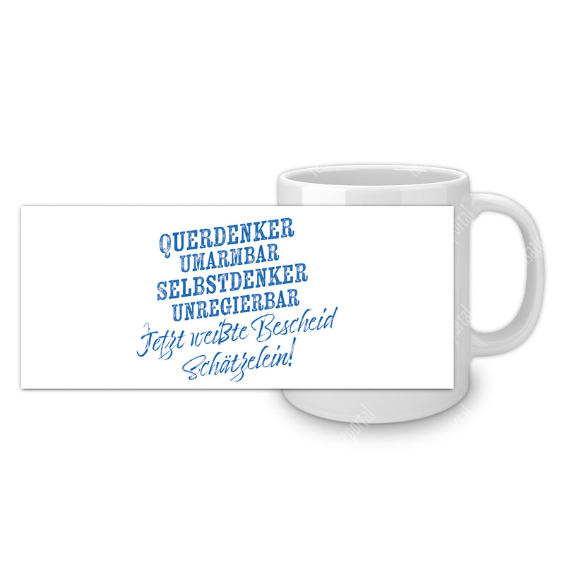 Panoramatasse "Jetzt weißte Bescheid Schätzelein"