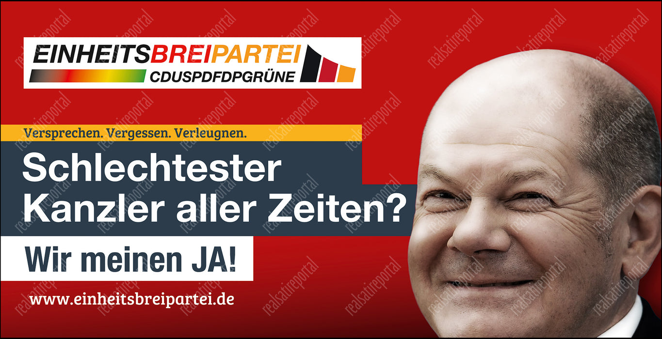 Banner "Wahl 2025 Scholz" in verschiedenen Größen.