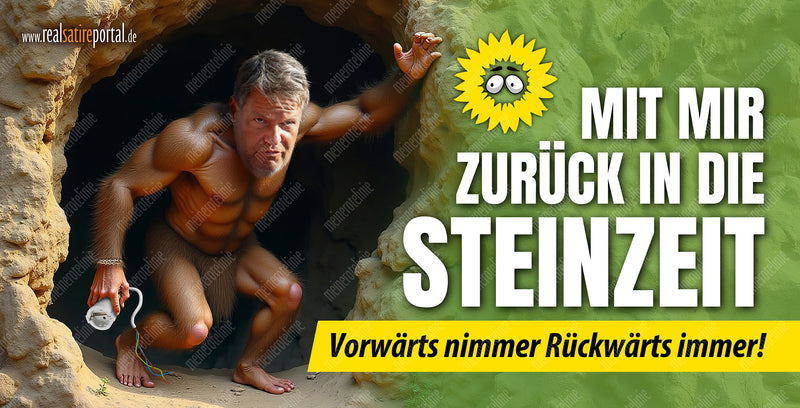 RESTPOSTEN - Banner "Zurück in die Steinzeit" in verschiedenen Größen.