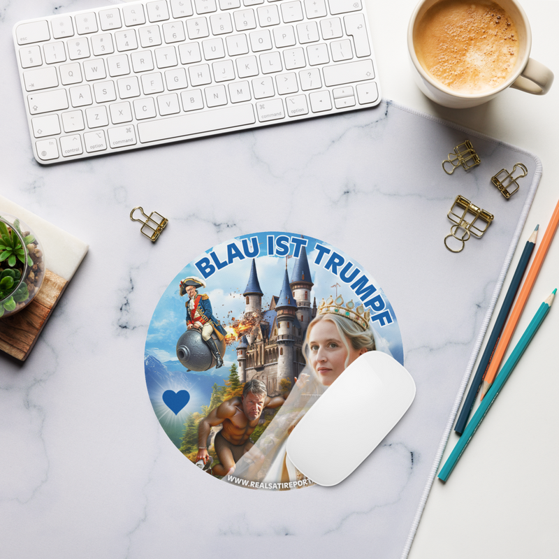 Mousepad "Blau ist Trumpf" rund 22 cm