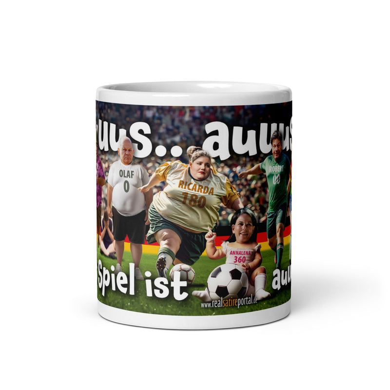 2 Panoramatassen "Blau ist Trumpf & Das Spiel ist auuus"